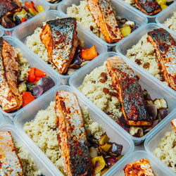 Moroccan Salmon with Roasted Veg & Sultana Cous Cous